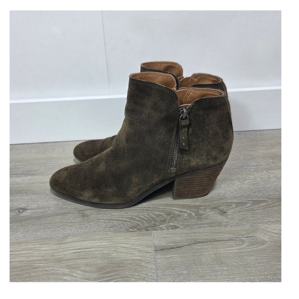 FRYE & Co Double Zip Woman's Dark Brown Nubuck Leather Ankle Boot Size 8.5